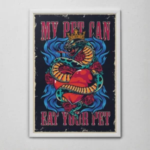 Quadro Tattoo Cobra com Coração Moldura Branca